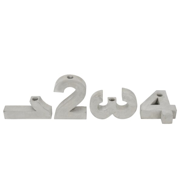 Kerzenhalter Advent Zahlen 1-4 grau 18 cm aus Zement  - Adventskranz, Weihnachsdeko Kerzenständer, Kerzen, Adventsdeko, Weihnachten, Advent
