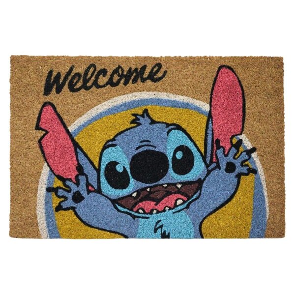 Disney Kokos Fussmatte Stitch "Welcome" 40x60 cm, innen & außen - Haustür-Matte Willkommen, Frühling, Sommer, Türmatte, Schmutzfangmatte
