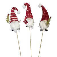 Blumenstecker Wichtel mit Tanne und Geschenk (3er Set) -...