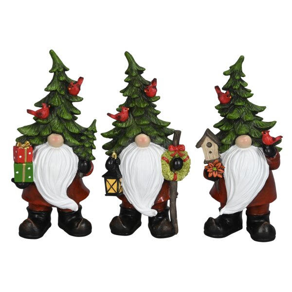 Dekofigur 3D Baumwichtel Weihnachten (3er Set) H:23 cm aus Polyresin - Deko Advent, Weihnachtsdeko, Wichtel, Weihnachtswichtel