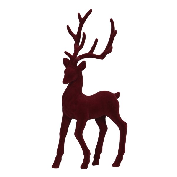 Hirsch stehend 16x32 cm bordeaux aus Polyethylen - Deko Figur, Hirschfigur, Weihnachtsdekoration, festliche Dekoration, Jäger