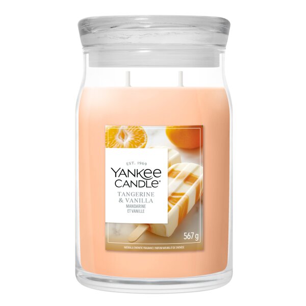 Yankee Candle Duftkerze im Glas (groß) TANGERINE & VANILLA - Sommerkollektion - Signature Kerze mit Brenndauer bis zu 80 Stunden