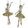 Baumschmuck Ballerina Ballett Tänzerin (2er Set) gold-aquamarinblau  - Ballett Weihnachtsdeko, Hängedeko, Christbaumschmuck, Weihnachten