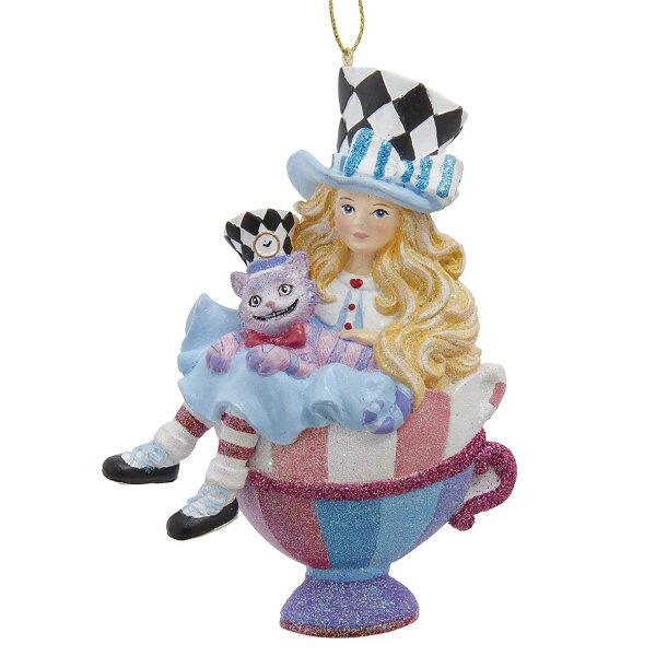 Baumschmuck Alice im Wunderland mit Grinsekatze in Teetasse -  Weihnachtsanhänger für Disney Fans, Hängedeko, Weihnachtsdeko