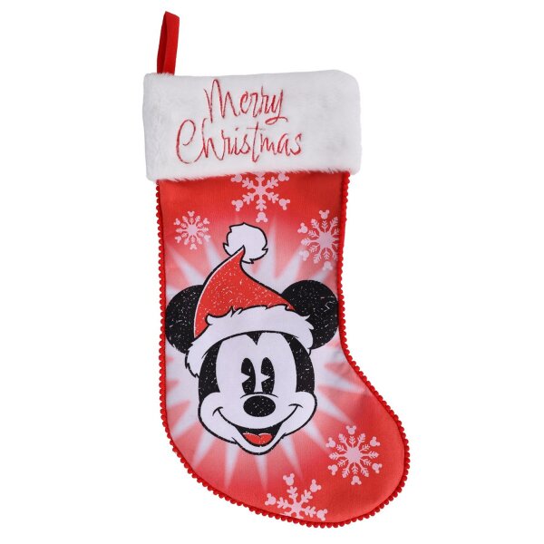 Disney Weihnachtsstrumpf  Mickey Mouse "Merry Christmas" H:44 cm - Nikolausstrumpf Micky Maus, Weihnachtssocke, Hängedeko Nikolaus, Weihnachtsdeko, Weihnachten