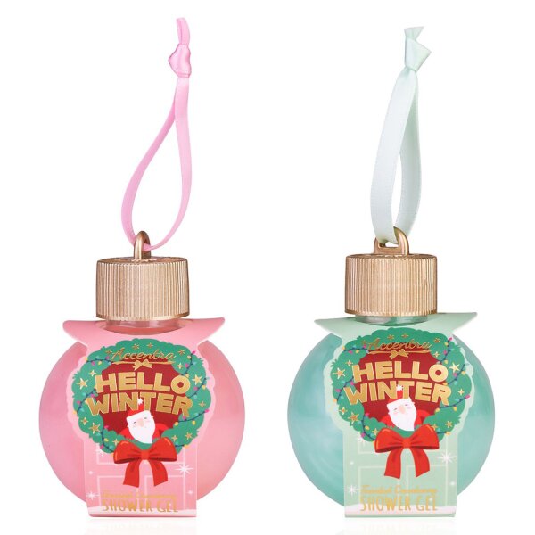 Duschgel Badegel Christbaumkugel HELLO WINTER (2er Set) - Wellness Geschenk Weihnachten, Weihnachtskugel, Baumschmuck