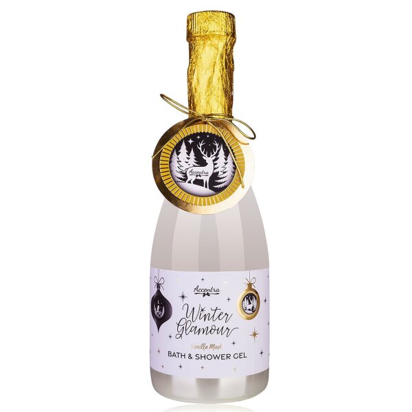 Duschgel Badegel in XL Sektflasche „Winter Glamour" 780 ml - Wellness Geschenk für Frauen, Badezusatz in Champagnerflasche, Beauty, Duschbad