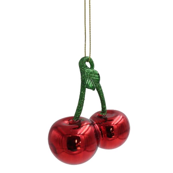 Baumschmuck Kirsche aus Glas - Baumdeko Obst, Hängedeko Essen, Weihnachtsdeko, Christbaumschmuck, Weihnachten