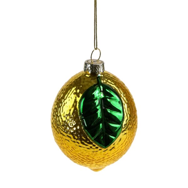 Baumschmuck Zitrone aus Glas - Baumdeko Obst, Hängedeko Essen, Weihnachtsdeko, Christbaumschmuck, Weihnachten