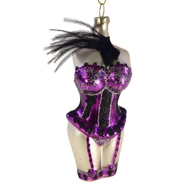 Baumschmuck Dessous Bustier mit Strapse aus Glas - Baumdeko Reizwäsche, Sexy Hängedeko, Weihnachtsdeko, Christbaumschmuck, Weihnachten