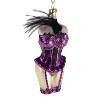 Baumschmuck Dessous Bustier mit Strapse aus Glas -...