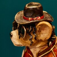 Spardose Hund Jack mit Hut und Sonnenbrille H:31,5 cm aus Polyresin - Coole Dekofigur, Sparbüchse, Geldbüchse, Geldgeschenk