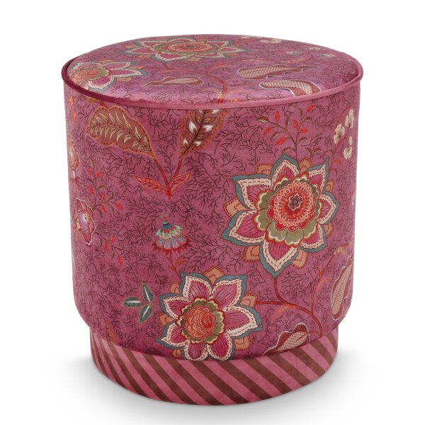 Sitzhocker Pouf Mumbai Morning 40x45 cm pink - Schminktisch Hocker, Polsterhocker rund, Ankleidehocker, Fußhocker, Geschenkidee