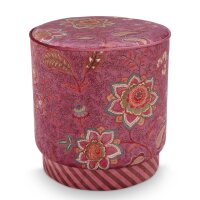 Pip Studio Sitzhocker Pouf Mumbai Morning 40x45 cm pink - Schminktisch Hocker, Polsterhocker rund, Ankleidehocker, Fußhocker, Geschenkidee