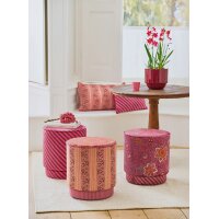 Sitzhocker Pouf Mumbai Morning 40x45 cm pink - Schminktisch Hocker, Polsterhocker rund, Ankleidehocker, Fußhocker, Geschenkidee