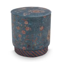 Pip Studio Sitzhocker Pouf Mumbai Morning 40x45 cm blau - Schminktisch Hocker, Polsterhocker rund, Ankleidehocker, Fußhocker, Geschenkidee