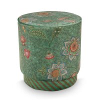 Pip Studio Sitzhocker Pouf Mumbai Morning 40x45 cm grün - Schminktisch Hocker, Polsterhocker rund, Ankleidehocker, Fußhocker, Geschenkidee