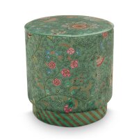 Sitzhocker Pouf Mumbai Morning 40x45 cm grün - Schminktisch Hocker, Polsterhocker rund, Ankleidehocker, Fußhocker, Geschenkidee