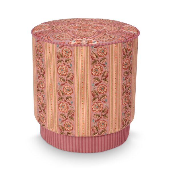 Sitzhocker Pouf Rosa Rani 40x45 cm pink - Schminktisch Hocker, Polsterhocker rund, Ankleidehocker, Fußhocker, Geschenkidee