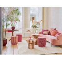 Sitzhocker Pouf Rosa Rani 40x45 cm pink - Schminktisch Hocker, Polsterhocker rund, Ankleidehocker, Fußhocker, Geschenkidee