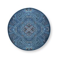 Sitzhocker Pouf Rosa Rani 40x45 cm blau - Schminktisch Hocker, Polsterhocker rund, Ankleidehocker, Fußhocker, Geschenkidee