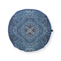 Pip Studio Sofakissen Kissen Alfombra rund 40x10 cm blau - Dekokissen Orientalischer Stil, Couchkissen Wohnzimmer, Bodenkissen, Geschenkidee