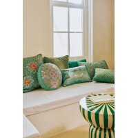 Pip Studio Sofakissen Kissen Alfombra rund 40x10 cm grün - Dekokissen Orientalischer Stil, Couchkissen Wohnzimmer, Bodenkissen, Geschenkidee