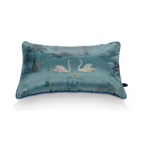 Pip Studio Sofakissen Kissen Darjeeling Days 55x33 cm blau - Seenlandschaft mit Schwan - Dekokissen, Couchkissen Wohnzimmer, Geschenkidee