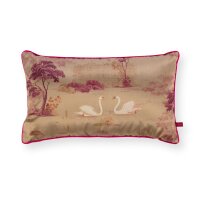 Sofakissen Kissen Darjeeling Days 55x33 cm pink - Seenlandschaft mit Schwan - Dekokissen, Couchkissen Wohnzimmer, Geschenkidee