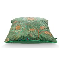 Pip Studio Sofakissen Kissen Mumbai Morning 60x60 cm grün - Dekokissen mit floralem Muster, Orientalischer Stil, Couchkissen Wohnzimmer, Geschenkidee