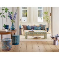 Sofakissen Kissen Mumbai Morning 60x60 cm blau - Dekokissen mit floralem Muster, Orientalischer Stil, Couchkissen Wohnzimmer, Geschenkidee