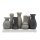Vasen Set auf länglichem Tablett (7 Väschen) Grautöne 19 x 11 cm aus Keramik - Dekoration, Tischdeko, Keramikvase, Blumenvase, moderner Deko Stil
