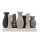 Vasen Set auf länglichem Tablett (7 Väschen) Grautöne 19 x 11 cm aus Keramik - Dekoration, Tischdeko, Keramikvase, Blumenvase, moderner Deko Stil
