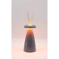 Tischleuchte 3in1 NOVA – Tischlampe mit Vase & Raumduft, dimmbar, Akku, grau gesprenkelt, H:21 cm - Tischlampe, Moderner Deko Stil