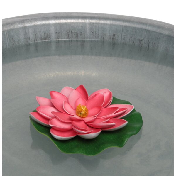 Seerose für Schwimmschale pink D:15 cm, als Teich Deko, Deko für Vogeltränke etc. - Schwimmblüte, Schwimmkerzen