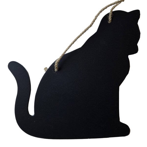 Kleine Kreidetafel Katze zum Aufhängen 19x18 cm - für Notizen in der Küche, Einkaufsliste für die Katzen, Deko Hänger