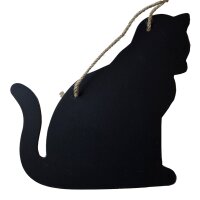 Kleine Kreidetafel Katze zum Aufhängen 19x18 cm -...