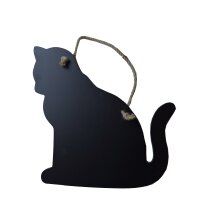 Kleine Kreidetafel Katze zum Aufhängen 19x18 cm - für Notizen in der Küche, Einkaufsliste für die Katzen, Deko Hänger