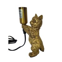 Tischleuchte Lampe Katze stehend H:18 cm antik gold Shabby Chic Look - Katzen Leuchte, Tischlampe, Moderner Deko Stil, Tierleuchte