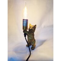 Tischleuchte Lampe Katze stehend H:18 cm antik gold Shabby Chic Look - Katzen Leuchte, Tischlampe, Moderner Deko Stil, Tierleuchte