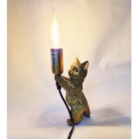 Tischleuchte Lampe Katze stehend H:18 cm antik gold Shabby Chic Look - Katzen Leuchte, Tischlampe, Moderner Deko Stil, Tierleuchte