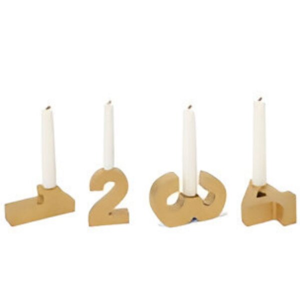 Kerzenhalter Advent Zahlen gold für Stabkerzen 8-12 cm aus Holz - Adventskranz, Weihnachsdeko Kerzenständer, Kerzen, Adventsdeko, Weihnachten, Advent