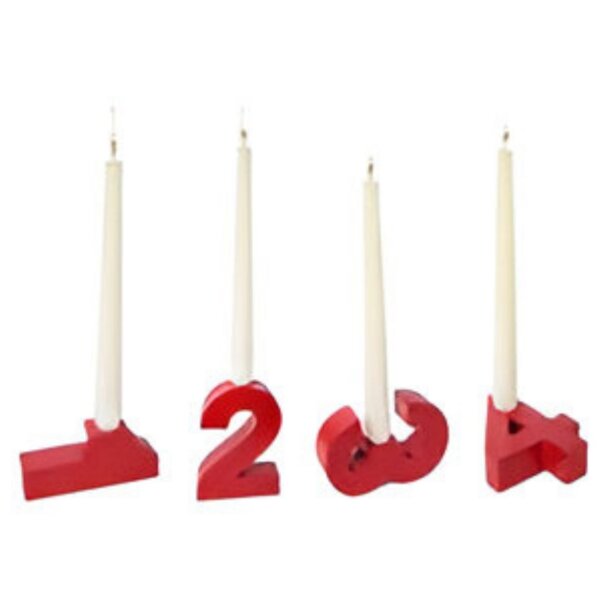 Kerzenhalter Advent Zahlen rot für Stabkerzen 8-12 cm aus Holz - Adventskranz, Weihnachsdeko Kerzenständer, Kerzen, Adventsdeko, Weihnachten, Advent