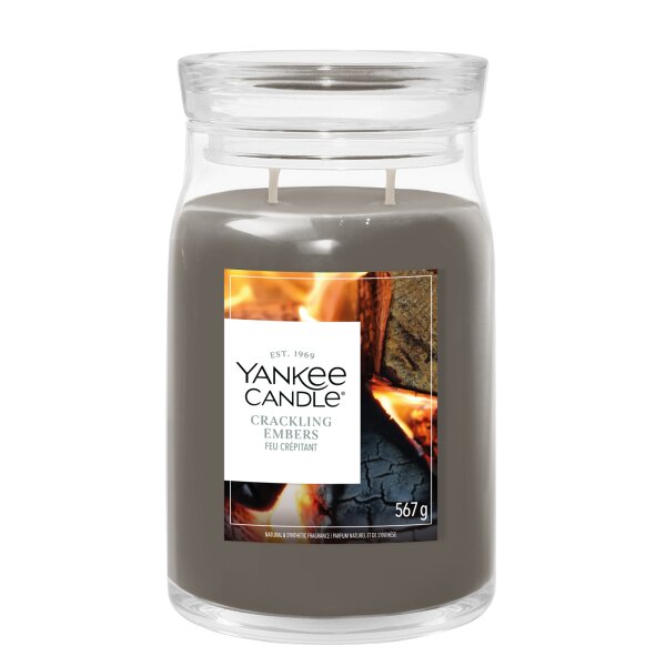Yankee Candle Duftkerze im Glas (groß) CRACKLING EMBERS - Winterkollektion - Signature Kerze mit Brenndauer bis zu 80 Stunden
