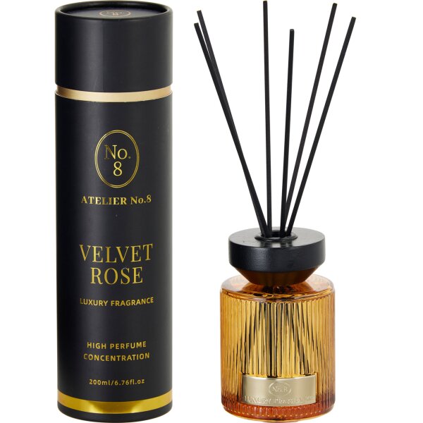 Raumduft Diffuser Luxury Fragrance Atelier No 8 VELVET ROSE 200 ml  - Lufterfrischer, Parfüm, Duftstäbchen, Luxus Raum Duft, Verdunster