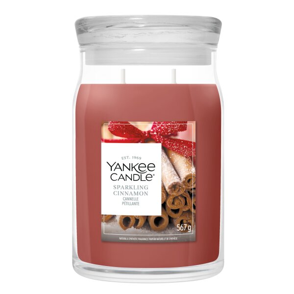 Yankee Candle Duftkerze im Glas (groß) SPARKLING CINNAMON - Winterkollektion - Signature Kerze mit Brenndauer bis zu 80 Stunden