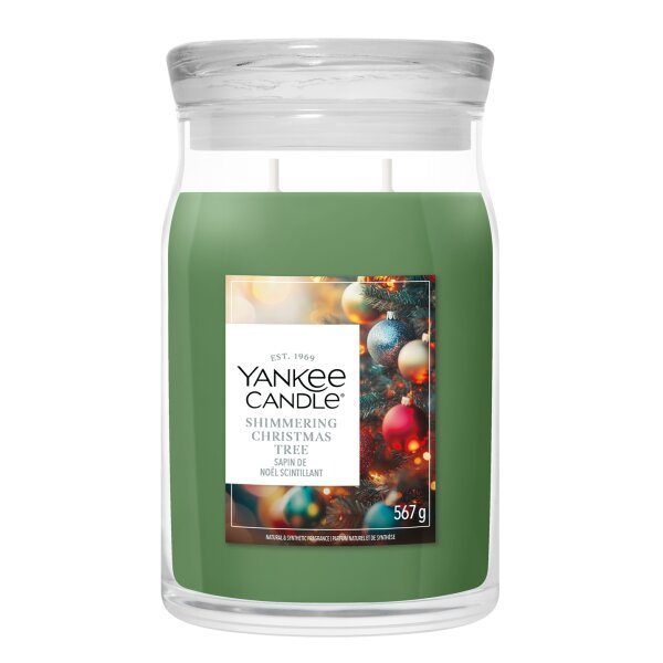 Yankee Candle Duftkerze im Glas (groß) SHIMMERING CHRISTMAS TREE - Winterkollektion - Signature Kerze mit Brenndauer bis zu 80 Stunden