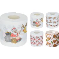 Toilettenpapier Weihnachten (4 Rollen) - Weihnachtsmann Santa, Rentier, Kackhaufen - Klopapier mit Weihnachtsmotiven