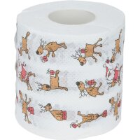 Toilettenpapier Weihnachten (4 Rollen) - Weihnachtsmann Santa, Rentier, Kackhaufen - Klopapier mit Weihnachtsmotiven