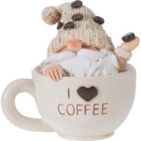 Deko Tasse Kaffeetasse mit Wichtel (2er Set) H:12 cm aus Steingut - Dekorative Kaffee Tasse, Weihnachtsdeko Kaffeeshop, Weihnachten